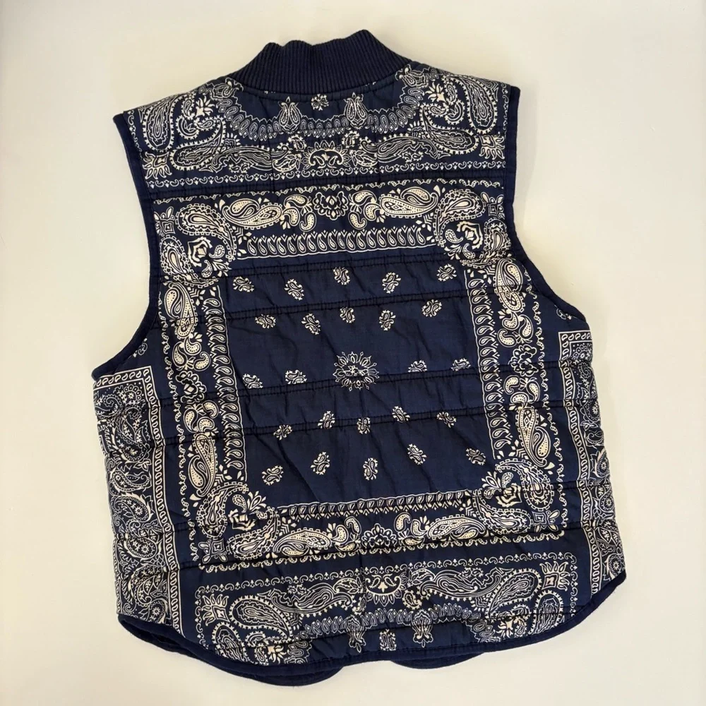 Ralph Lauren || Bandana Print Quilted Vest‎ Western Navy Blue Medium 8-10